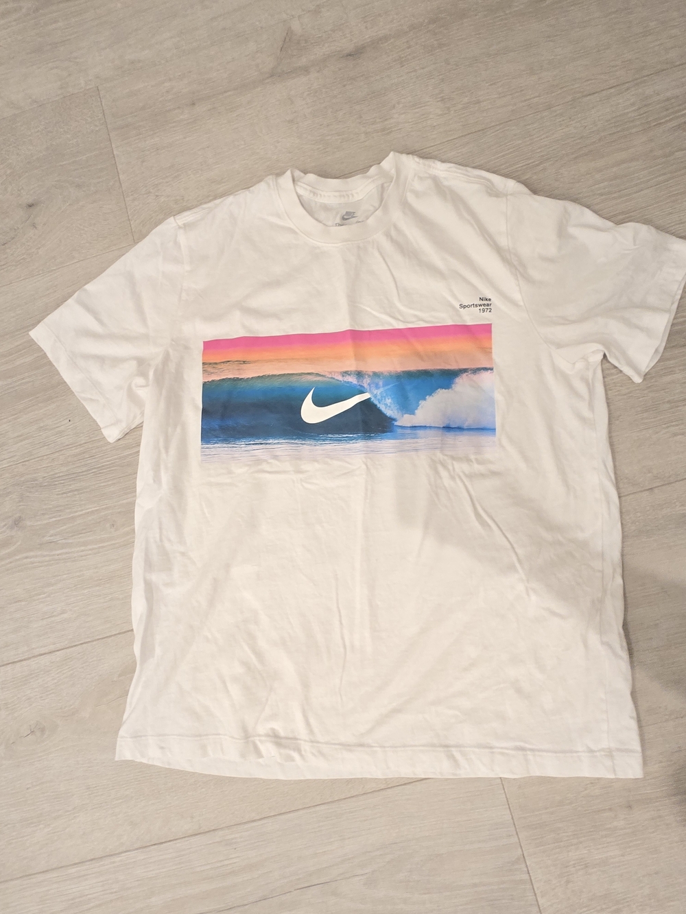 Nike White Graphic Swoosh Surf T-Shirt